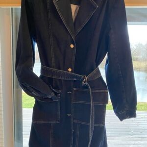 Pilcro Navy Jean Jacket with Belted Waist